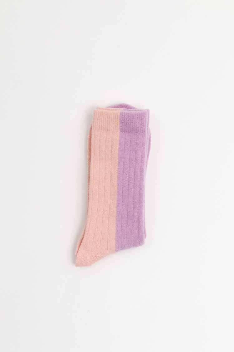 BICOLOUR WOOL SOCKS | PEACH