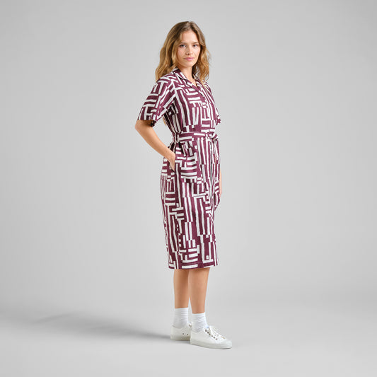 ORREFORS SHIRT DRESS | LINES & STICKS FIG RED