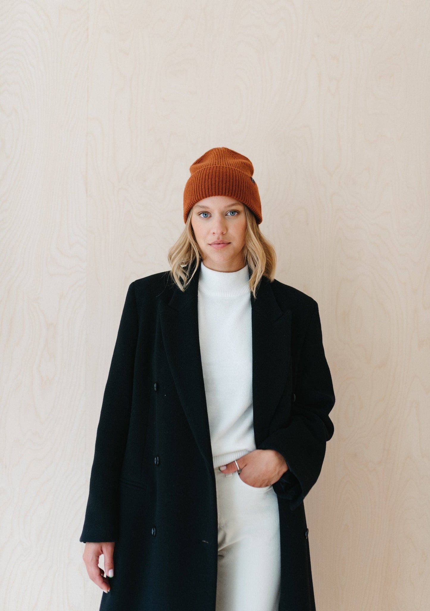 CASHMERE & MERINO WOOL BEANIE | RUST