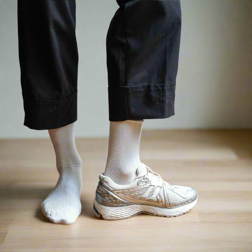 GLITTER LUREX ECO-FRIENDLY LYOCELL SOCKS | WHITE