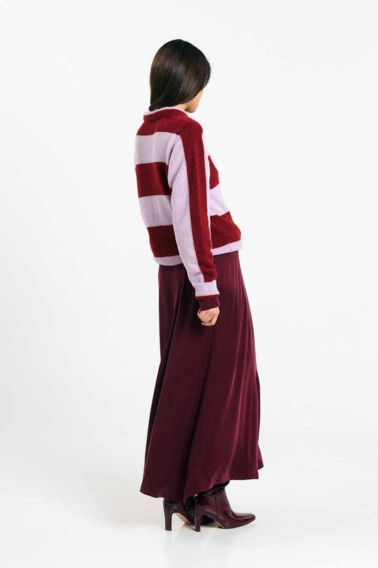 BABOL ALPACA AND MERINO WOOL BLEND JUMPER | BRICK-LILAC STRIPES
