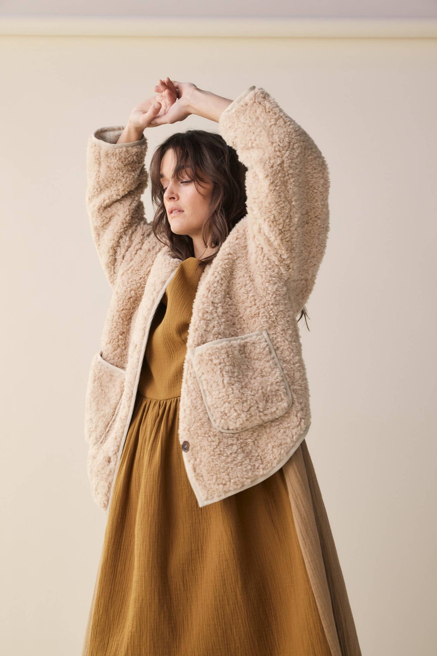 WOOL BLEND SHERPA JACKET | OATMEAL