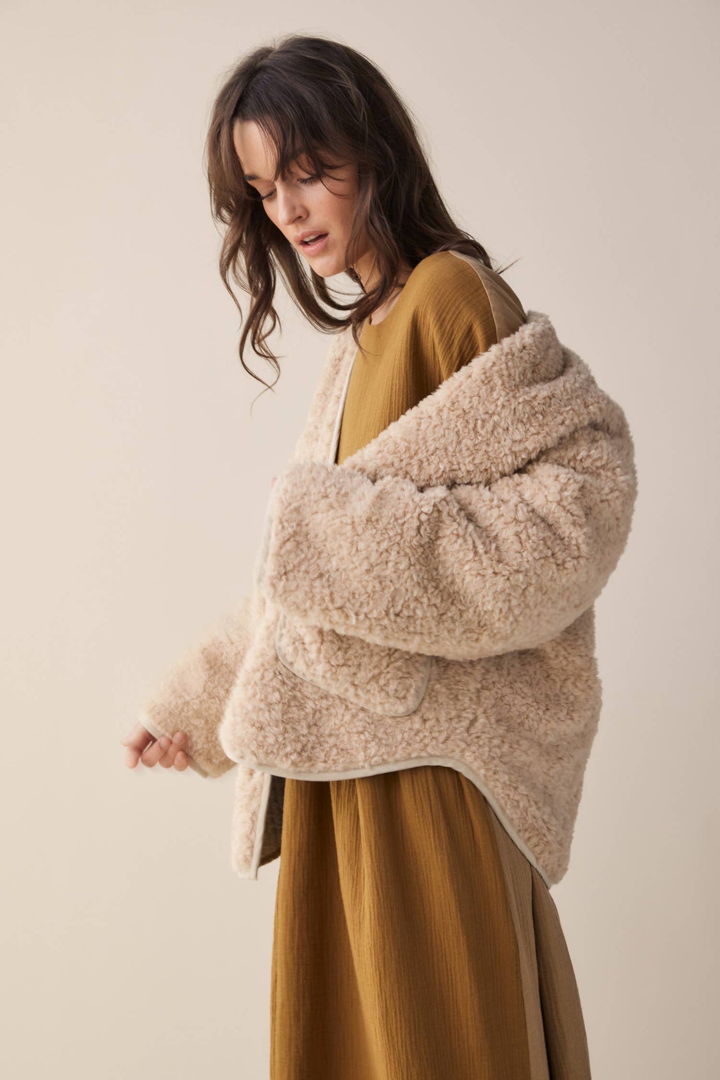 WOOL BLEND SHERPA JACKET | OATMEAL