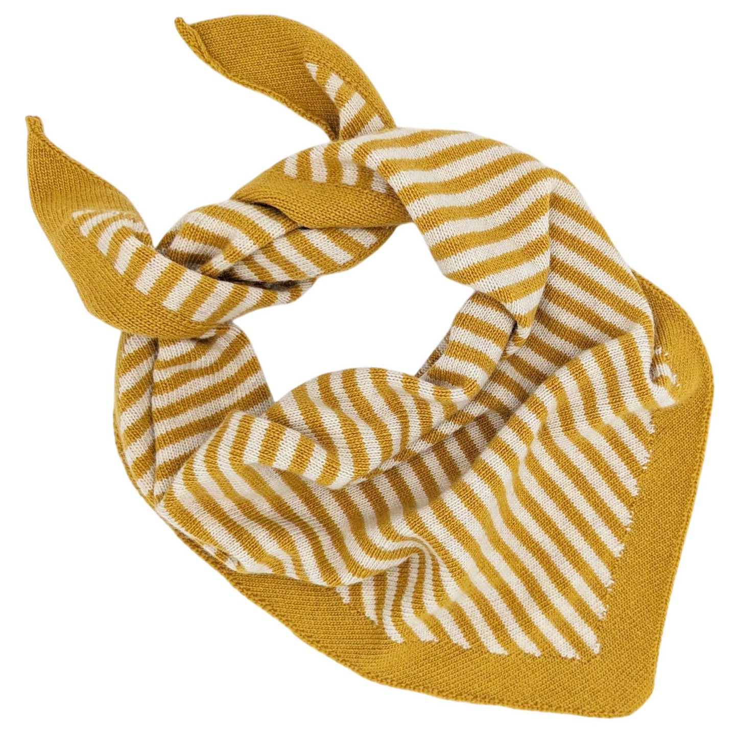 LAMBSWOOL TRIANGLE SCARF | YELLOW AND OATMEAL STRIPES