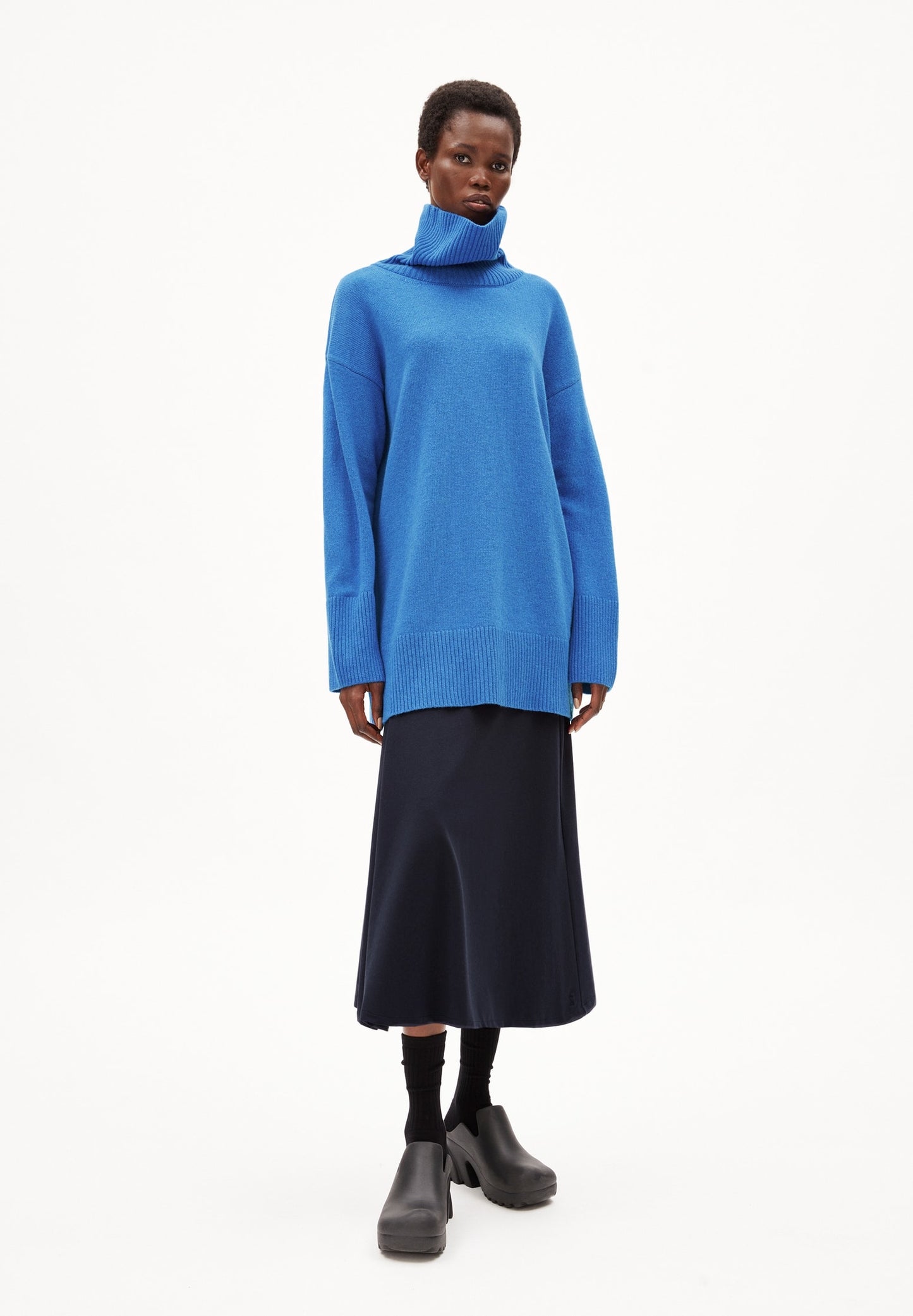 ARDIAA ORGANIC WOOL MIX LONG JUMPER | WARM BLUE