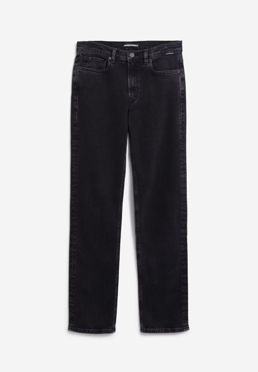 CARENAA STRAIGHT FIT MID WAIST JEANS | EBONY BLACK