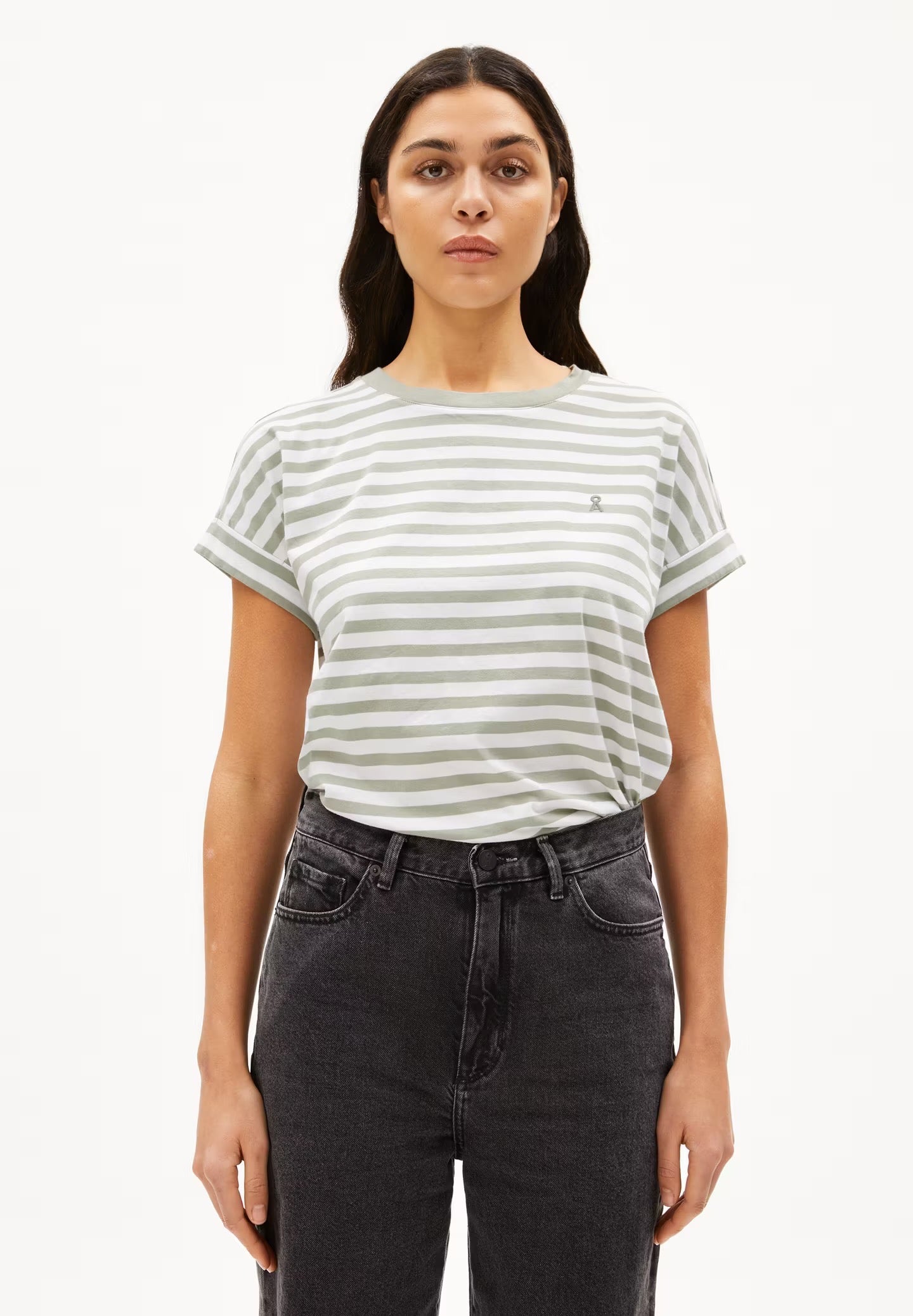 IDAARA ORGANIC COTTON T-SHIRT | WHITE-SEAGREEN