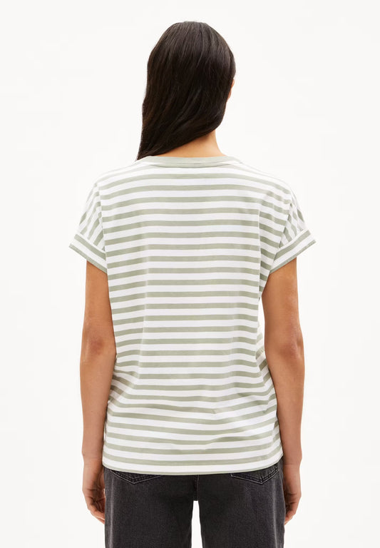 IDAARA ORGANIC COTTON T-SHIRT | WHITE-SEAGREEN