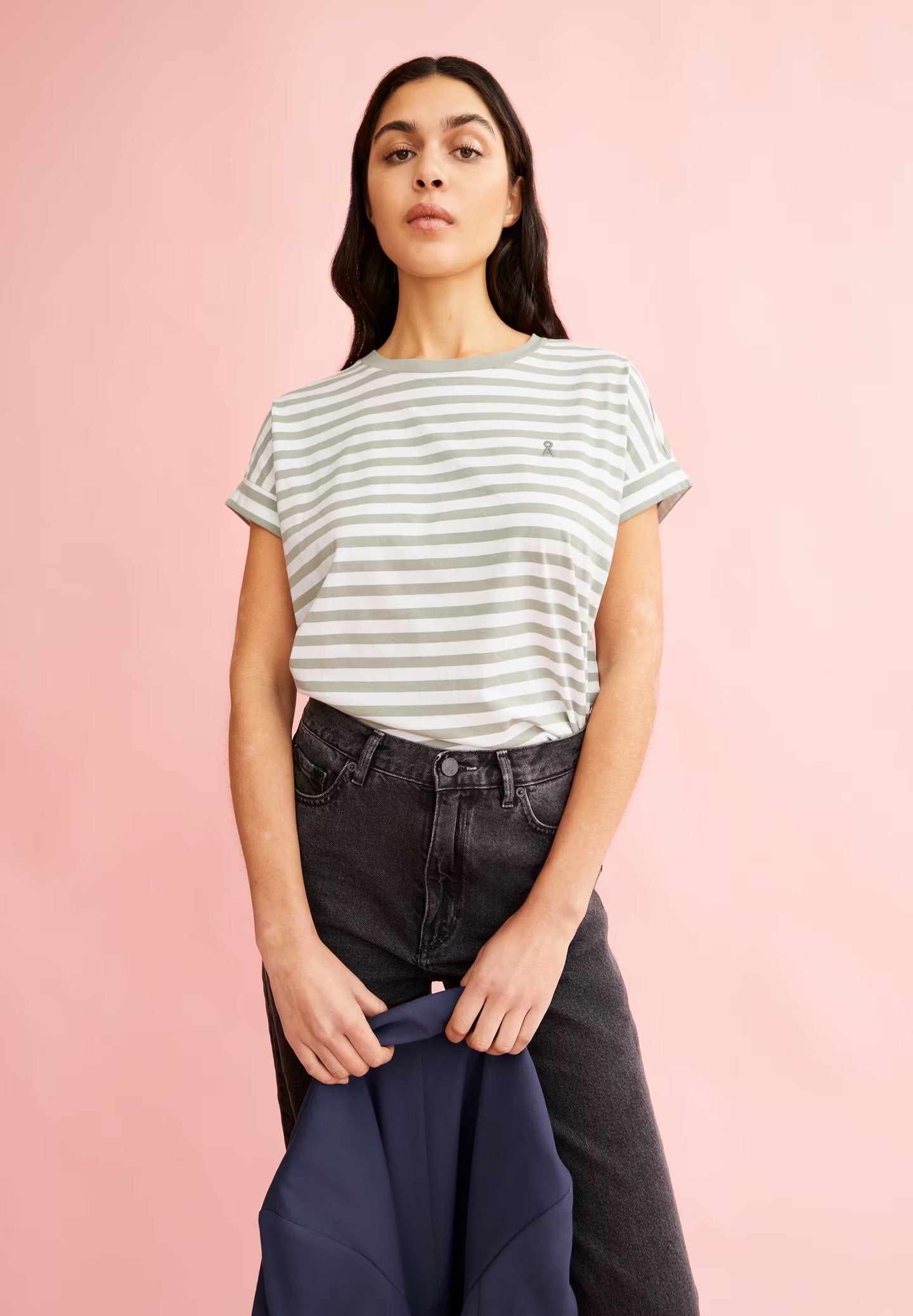 IDAARA ORGANIC COTTON T-SHIRT | WHITE-SEAGREEN