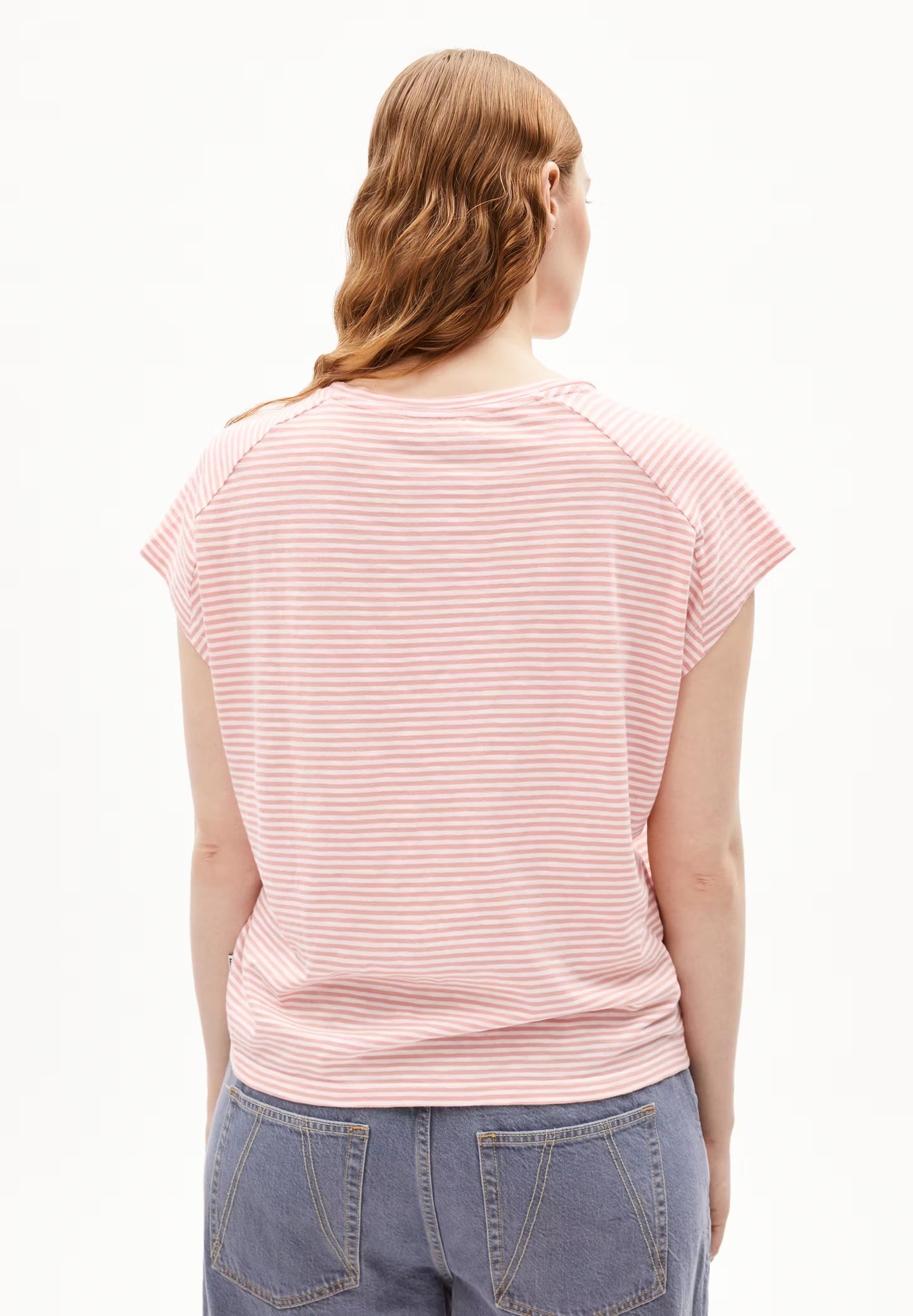 ONELIAA LOVELY STRIPES TEE | OATMILK-DEEP ROSALILLY