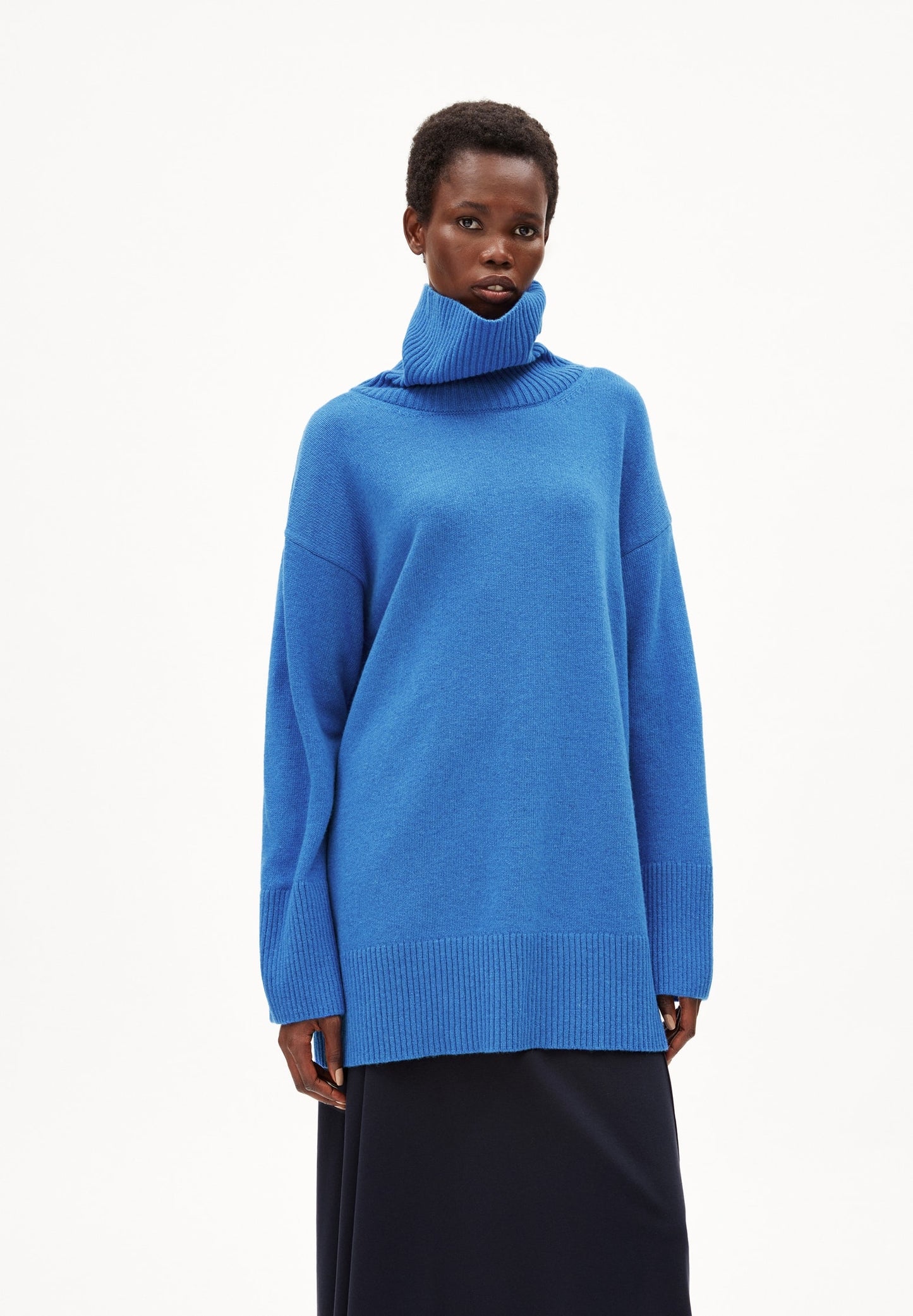 ARDIAA ORGANIC WOOL MIX LONG JUMPER | WARM BLUE