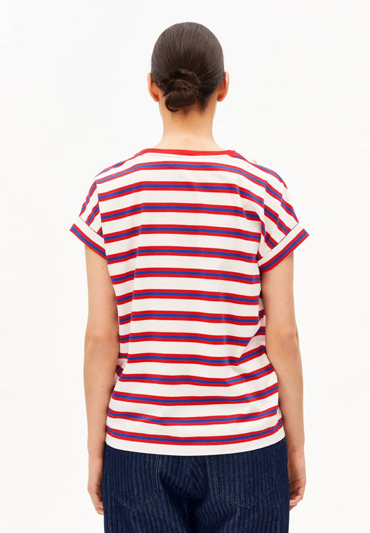 IDAARA ORGANIC COTTON T-SHIRT | LIGHT OATMILK-MARS RED-DYNAMO BLUE