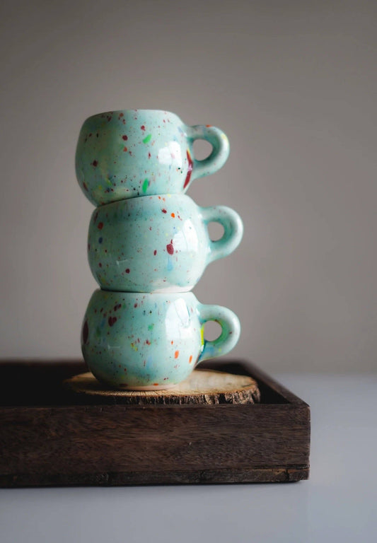 RAINBOW SPECKLED ESPRESSO CUP | WATER GREEN