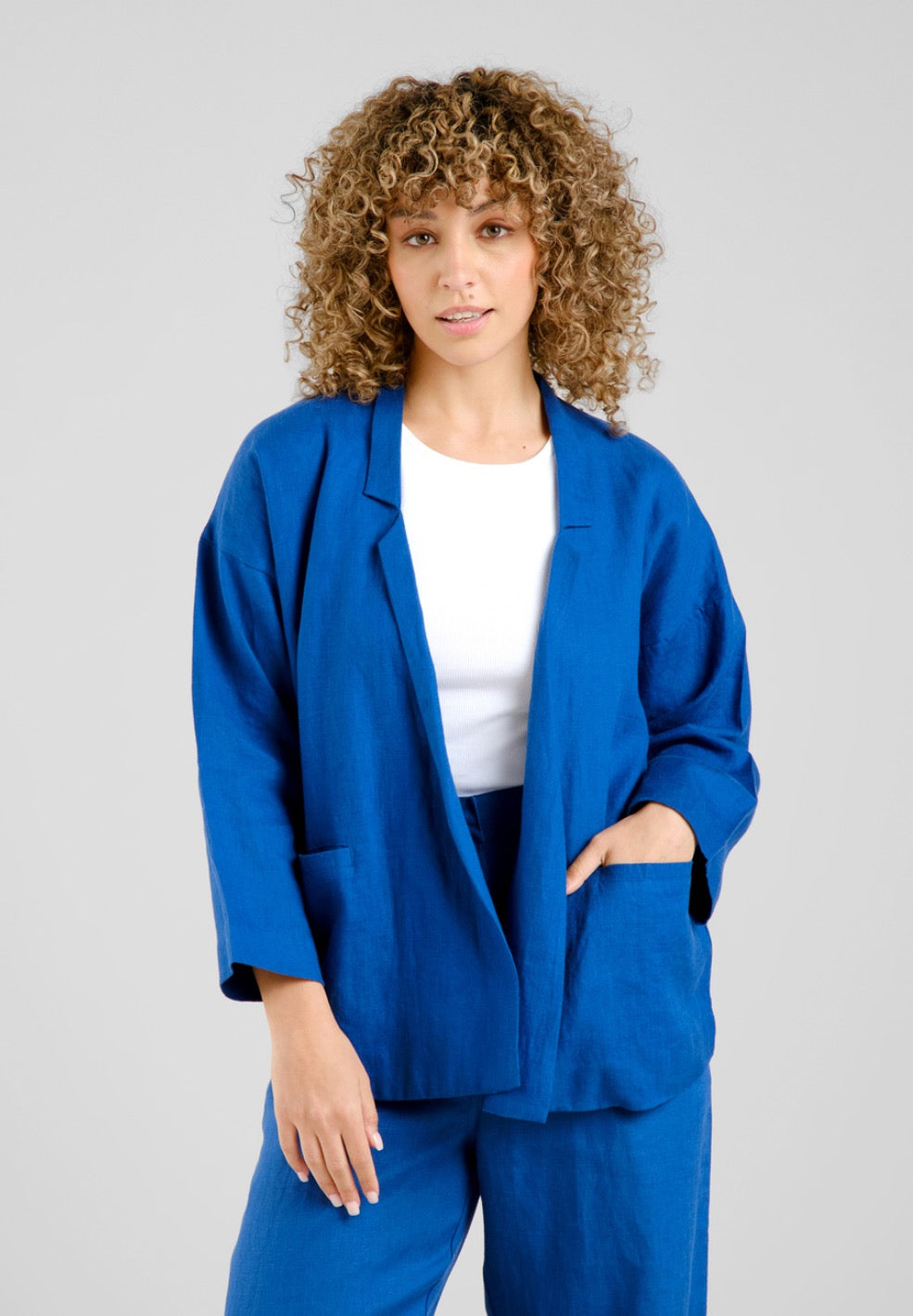 TANTO LOOSE LINEN BLAZER | LIMOGES BLUE