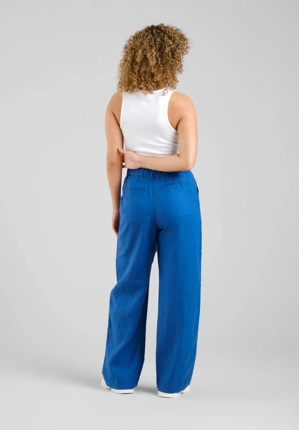 VICKLEBY WIDE LEG LINEN TROUSERS | LIMOGES BLUE