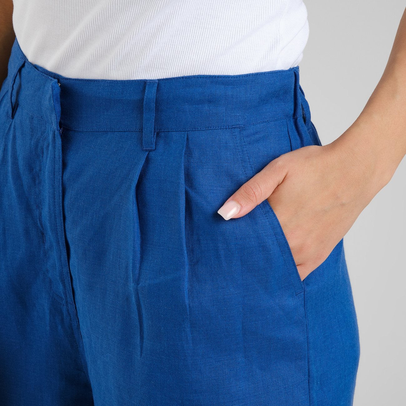 VICKLEBY WIDE LEG LINEN TROUSERS | LIMOGES BLUE