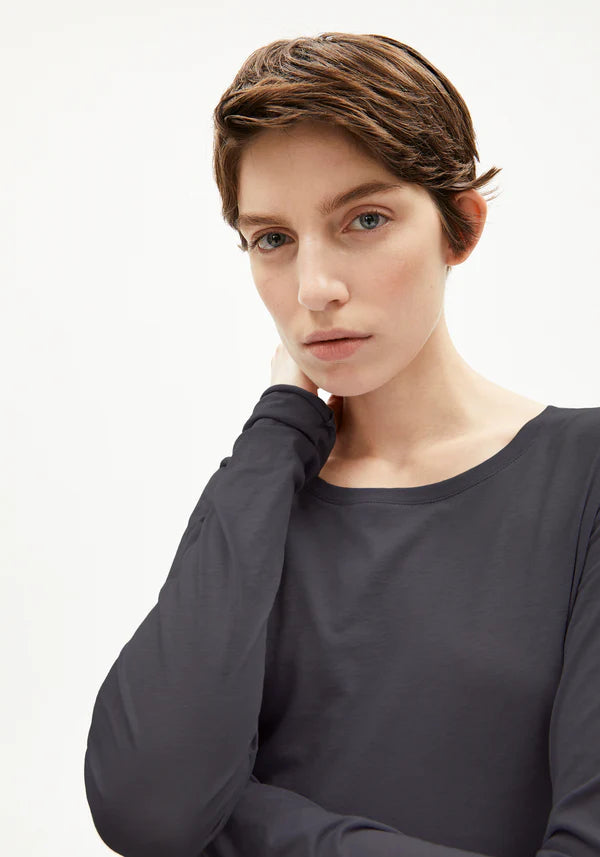 EINIAARA SOFT LONG-SLEEVE TOP | DARK STEEL