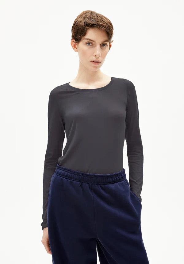 EINIAARA SOFT LONG-SLEEVE TOP | DARK STEEL