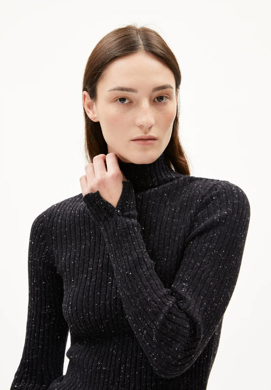 ALAANIA TWEED RECYCLED WOOL BLEND JUMPER | BLACK