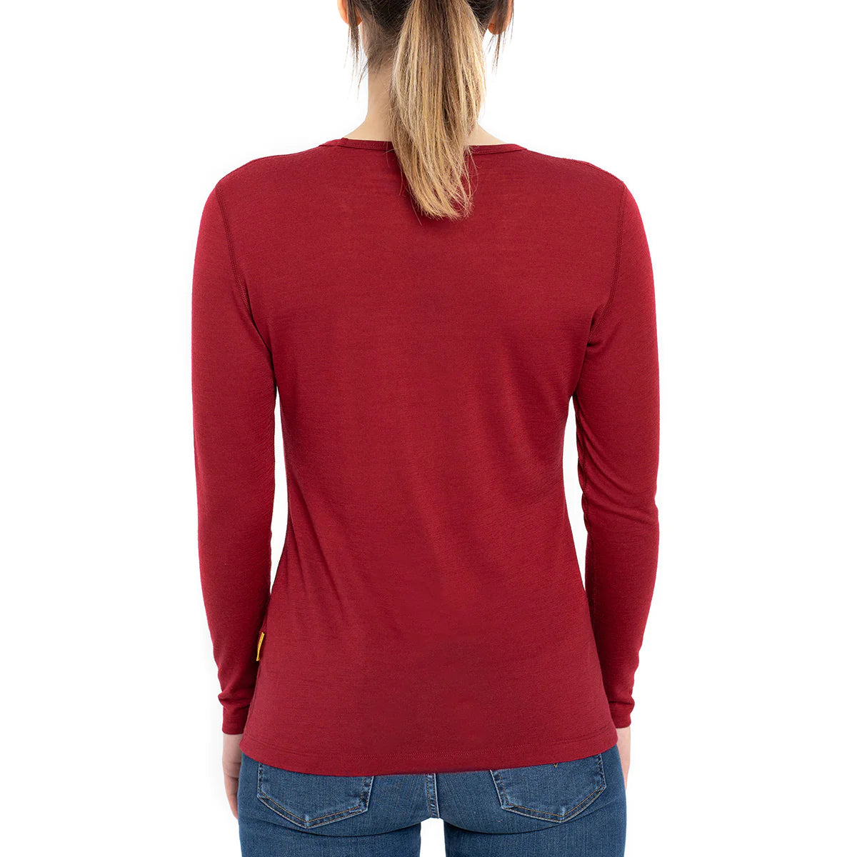 MERINO LONG SLEEVE CREW NECK TOP || ROYAL CHERRY