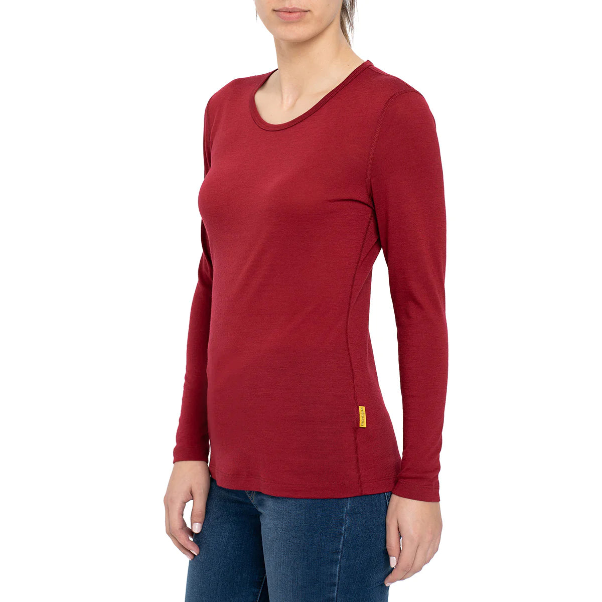 MERINO LONG SLEEVE CREW NECK TOP || ROYAL CHERRY