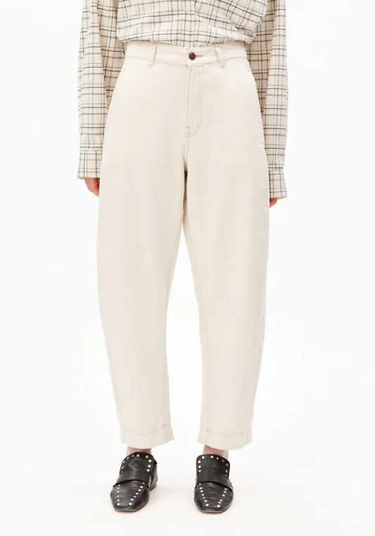WORKWEAR ORGANIC COTTON CANVAS BARREL TROUSERS | UNDYED