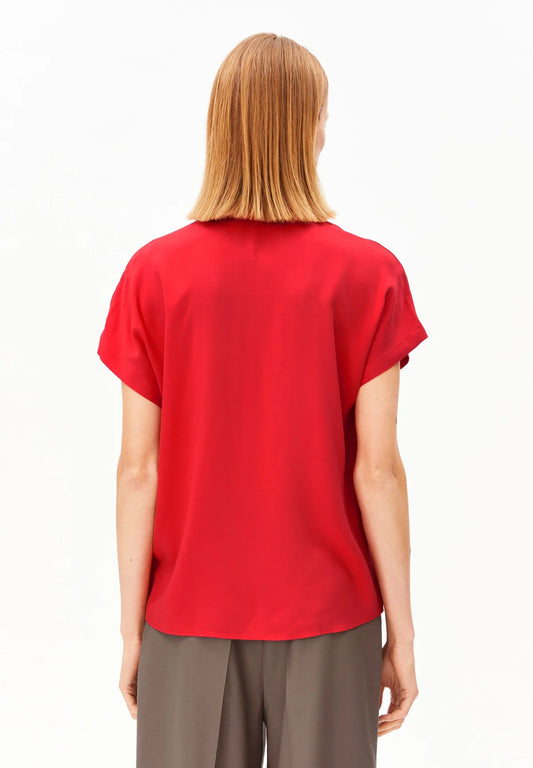 LARISAANA ECOVERO™ CAP SLEEVE LOOSE FIT BLOUSE | MARS RED