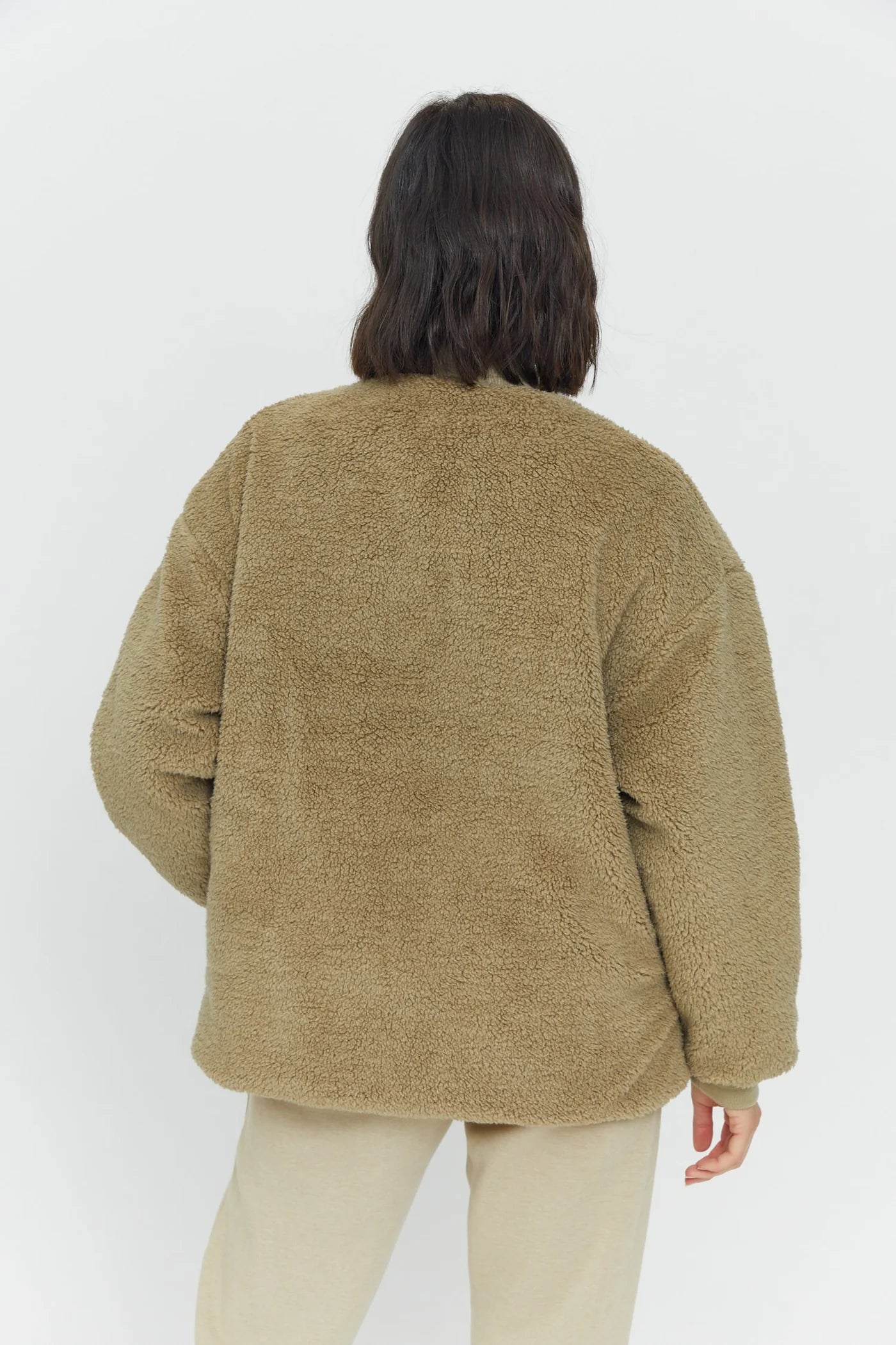 CLAY REVERSIBLE TEDDY JACKET | SANDY OLIVE