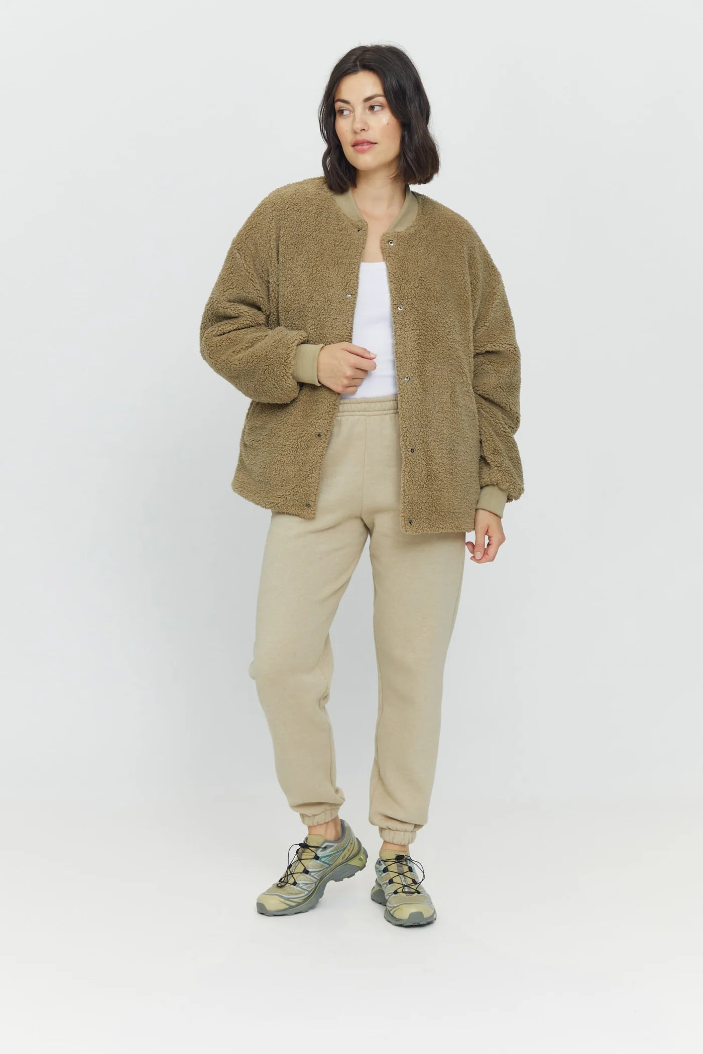 CLAY REVERSIBLE TEDDY JACKET | SANDY OLIVE