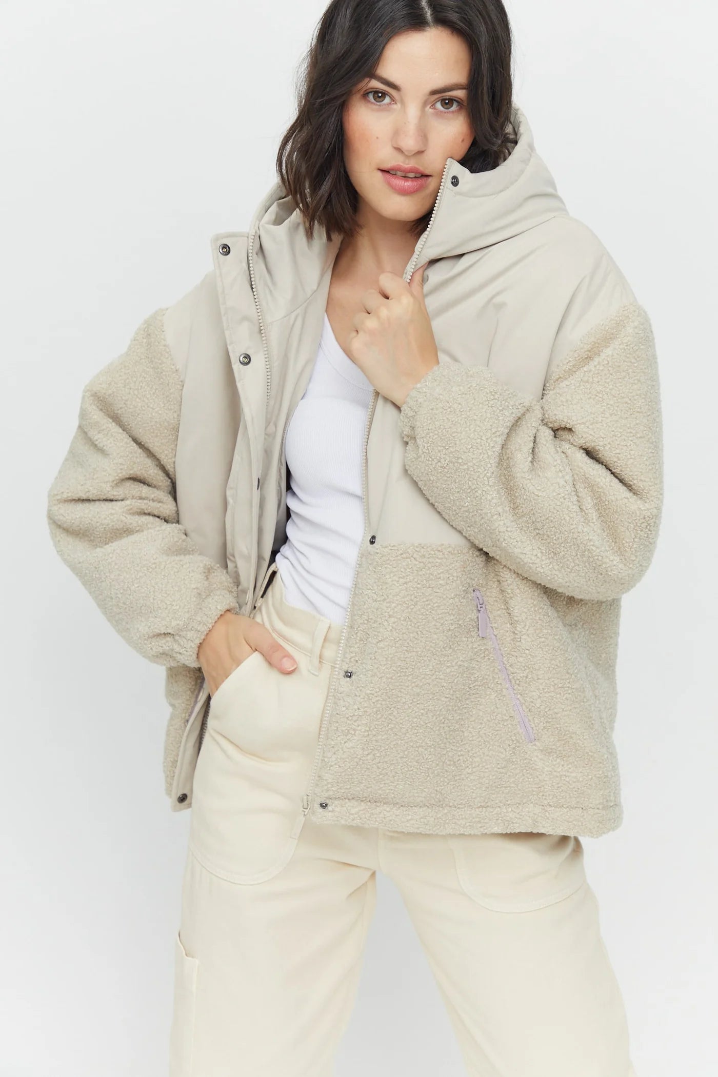 LAINE SHERPA JACKET | EGGSHELL