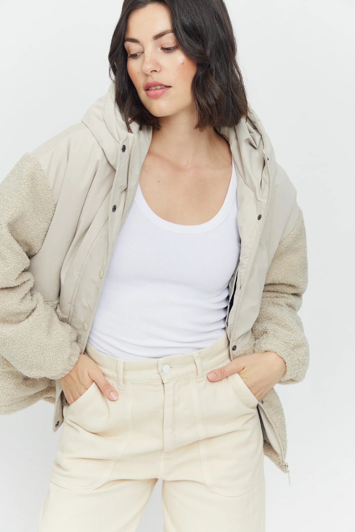 LAINE SHERPA JACKET | EGGSHELL