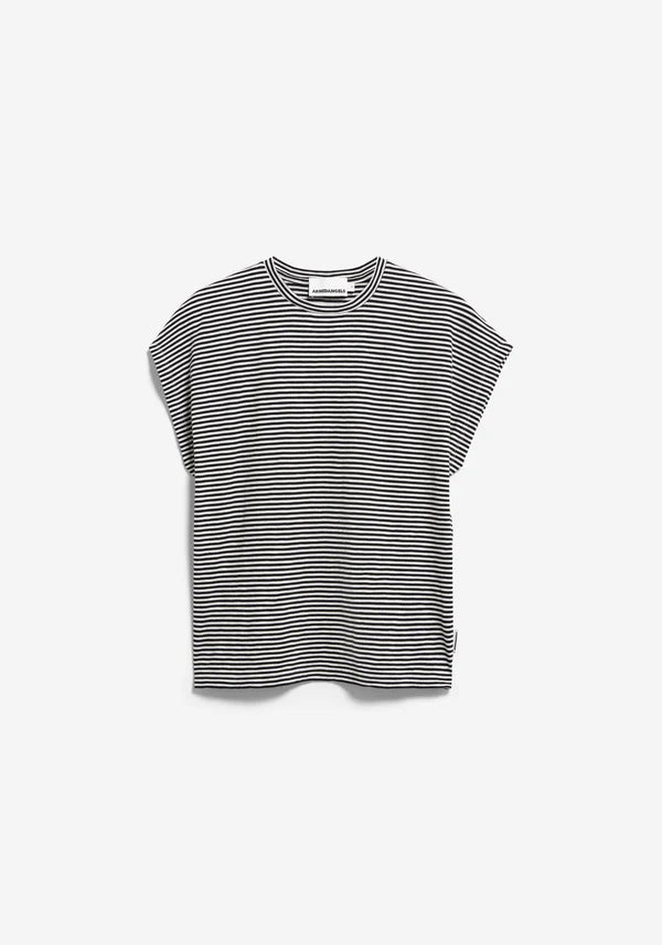 ORGANIC COTTON SLUB JERSEY STRIPE T-SHIRT | BLACK-OATMILK