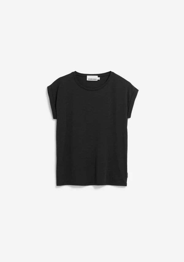 JILAANA ORGANIC COTTON AND TENCEL™ LYOCELL T-SHIRT | BLACK