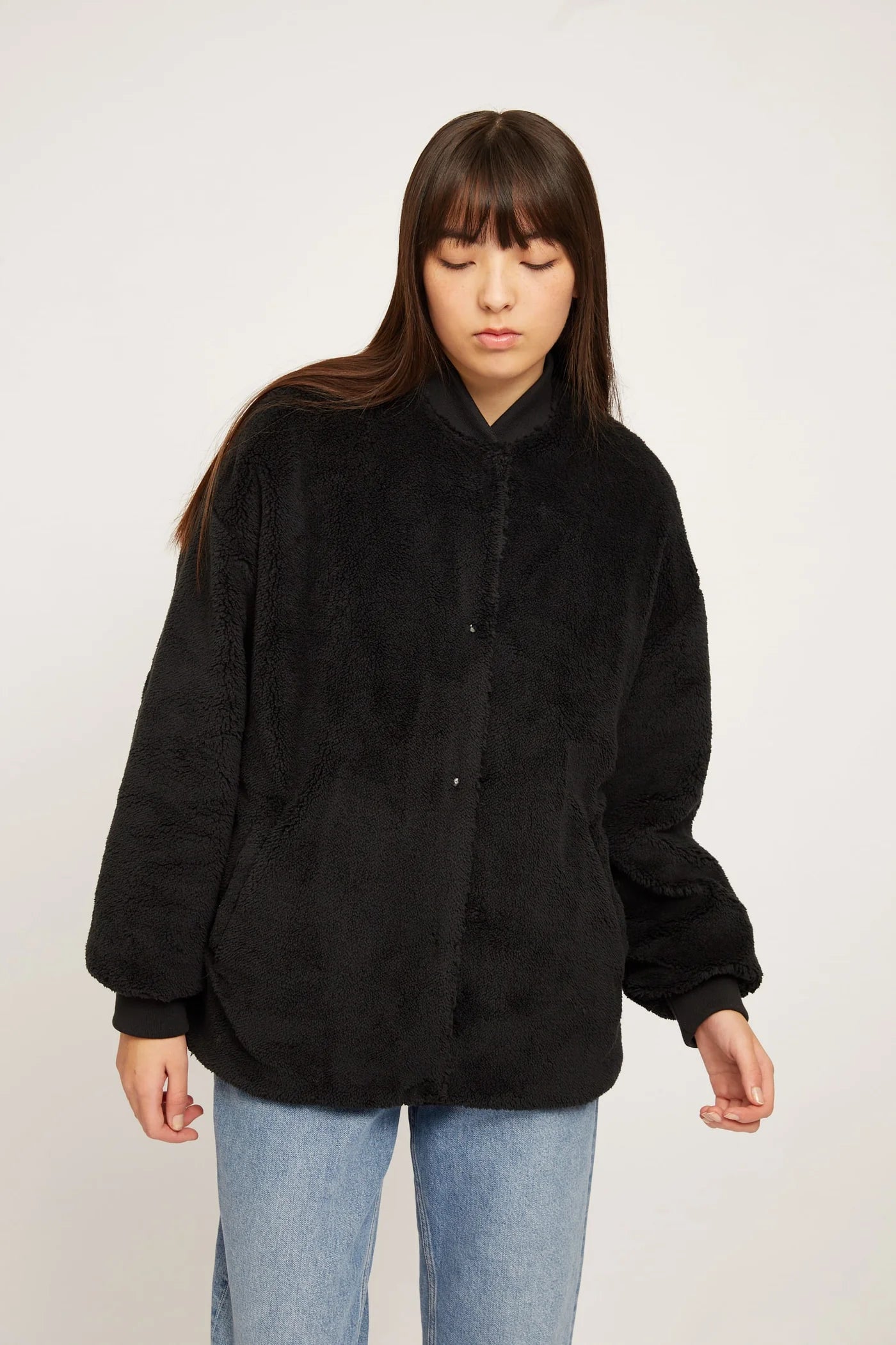 CLAY REVERSIBLE TEDDY JACKET | BLACK