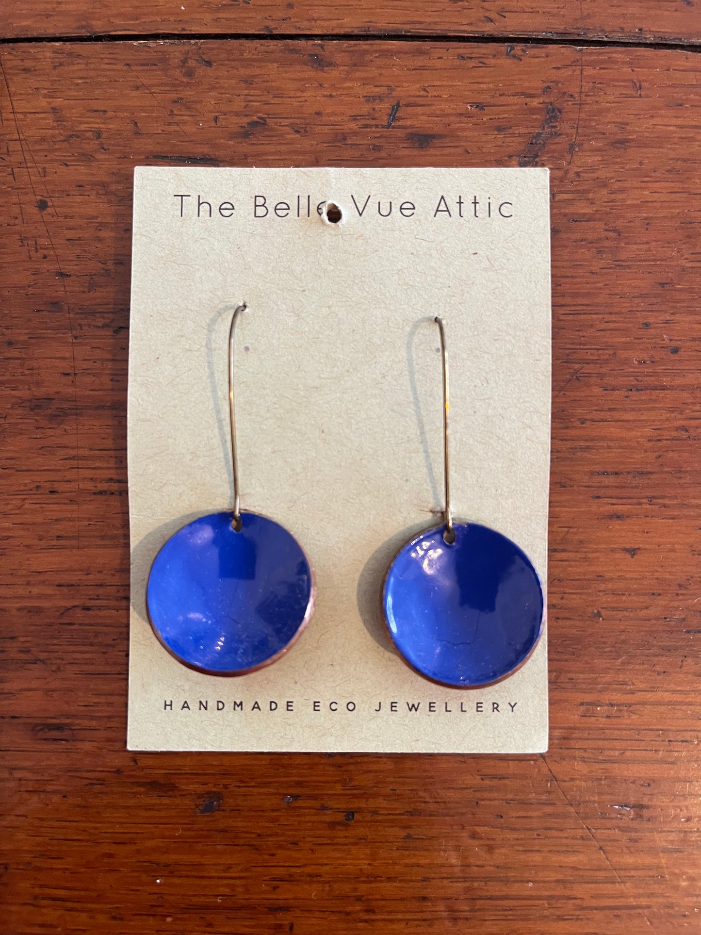 DOMED ENAMEL HALF PENNY EARRINGS | INDIGO