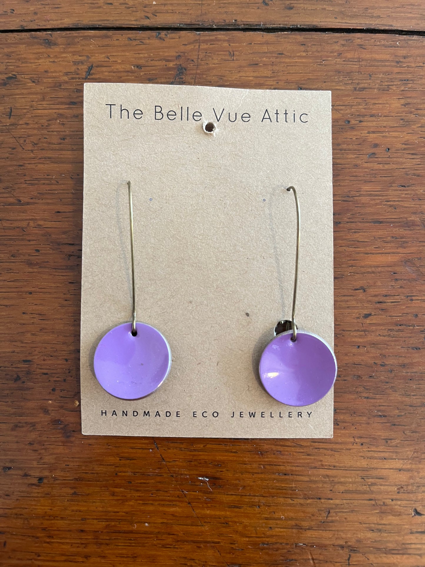DOMED ENAMEL SIXPENCE EARRINGS | LILAC