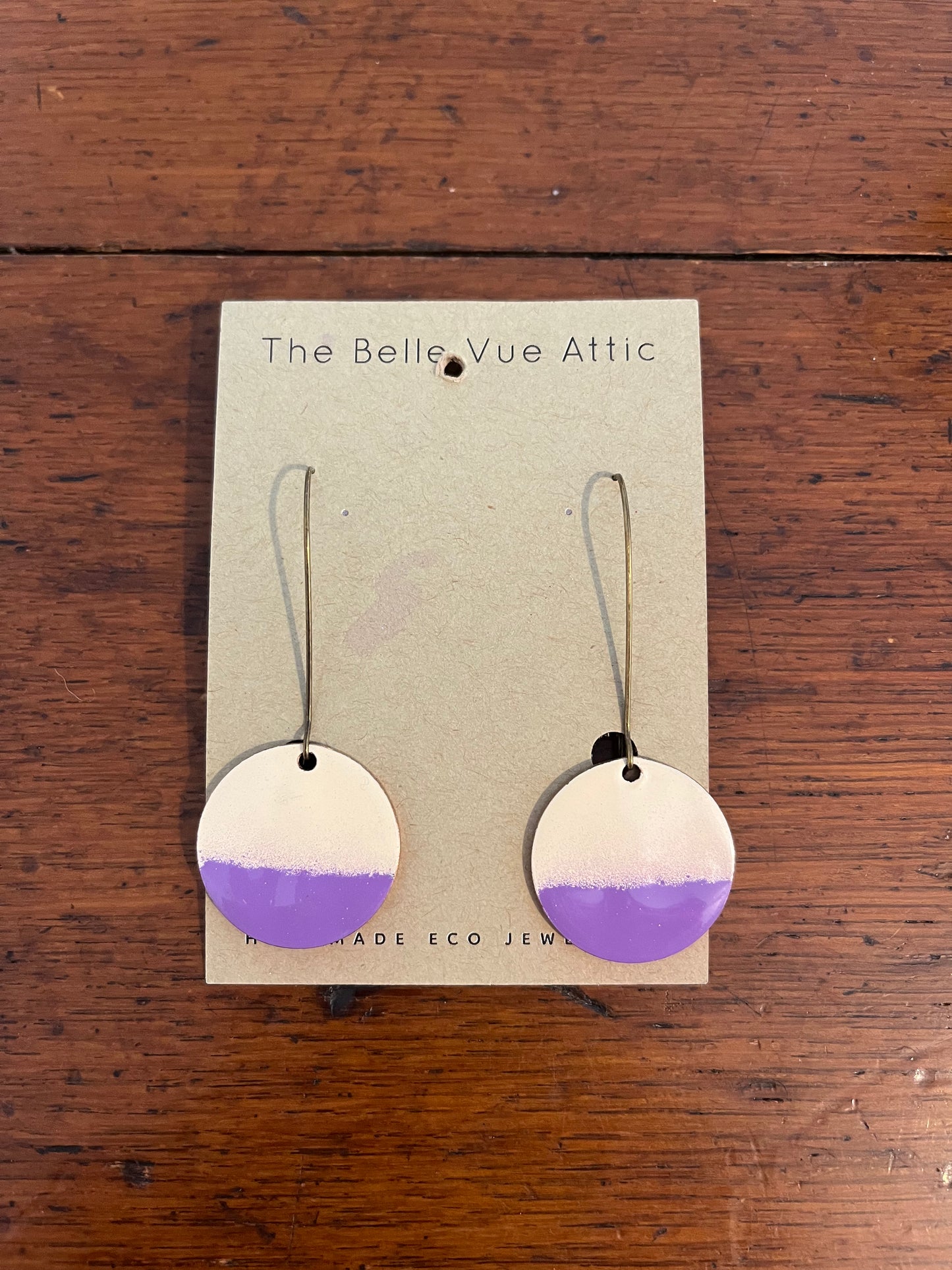 ENAMEL HALF PENNY EARRINGS | CREAM AND LILAC