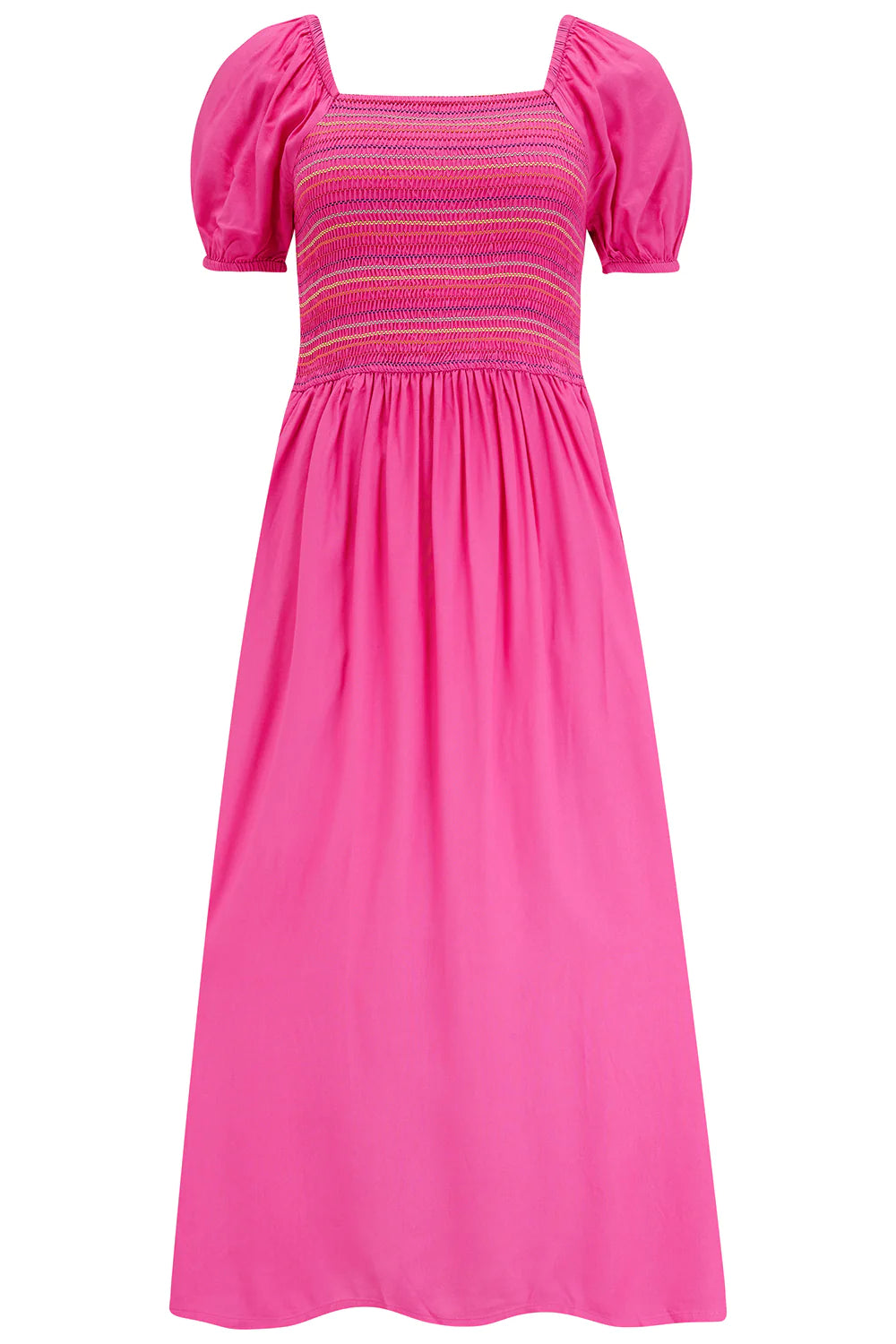 OCTAVIA SHIRRED MIDI DRESS | DARK PINK