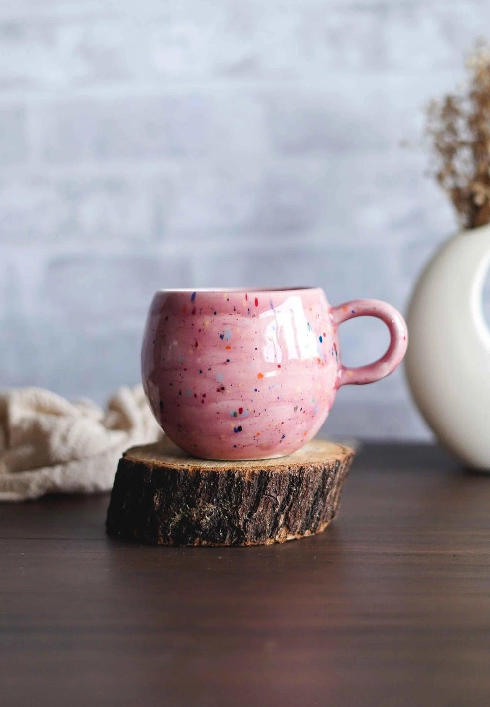 LARGE RAINBOW SPECKLED MUG | SOFT PINK