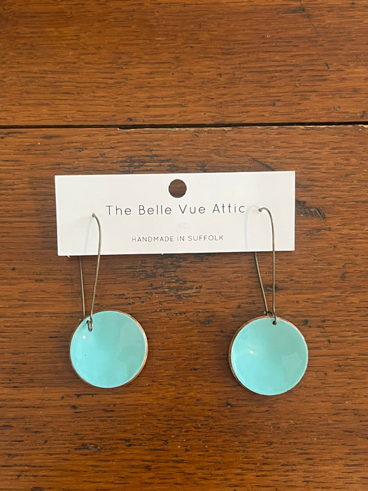 ENAMEL HALF PENNY EARRINGS | SKY BLUE