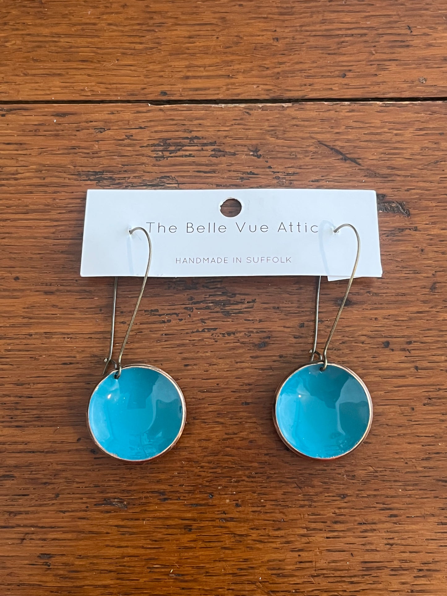ENAMEL HALF PENNY EARRINGS | DARK TEAL