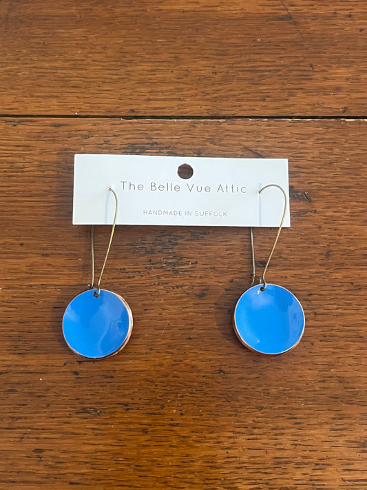 ENAMEL HALF PENNY EARRINGS | SOFT BLUE