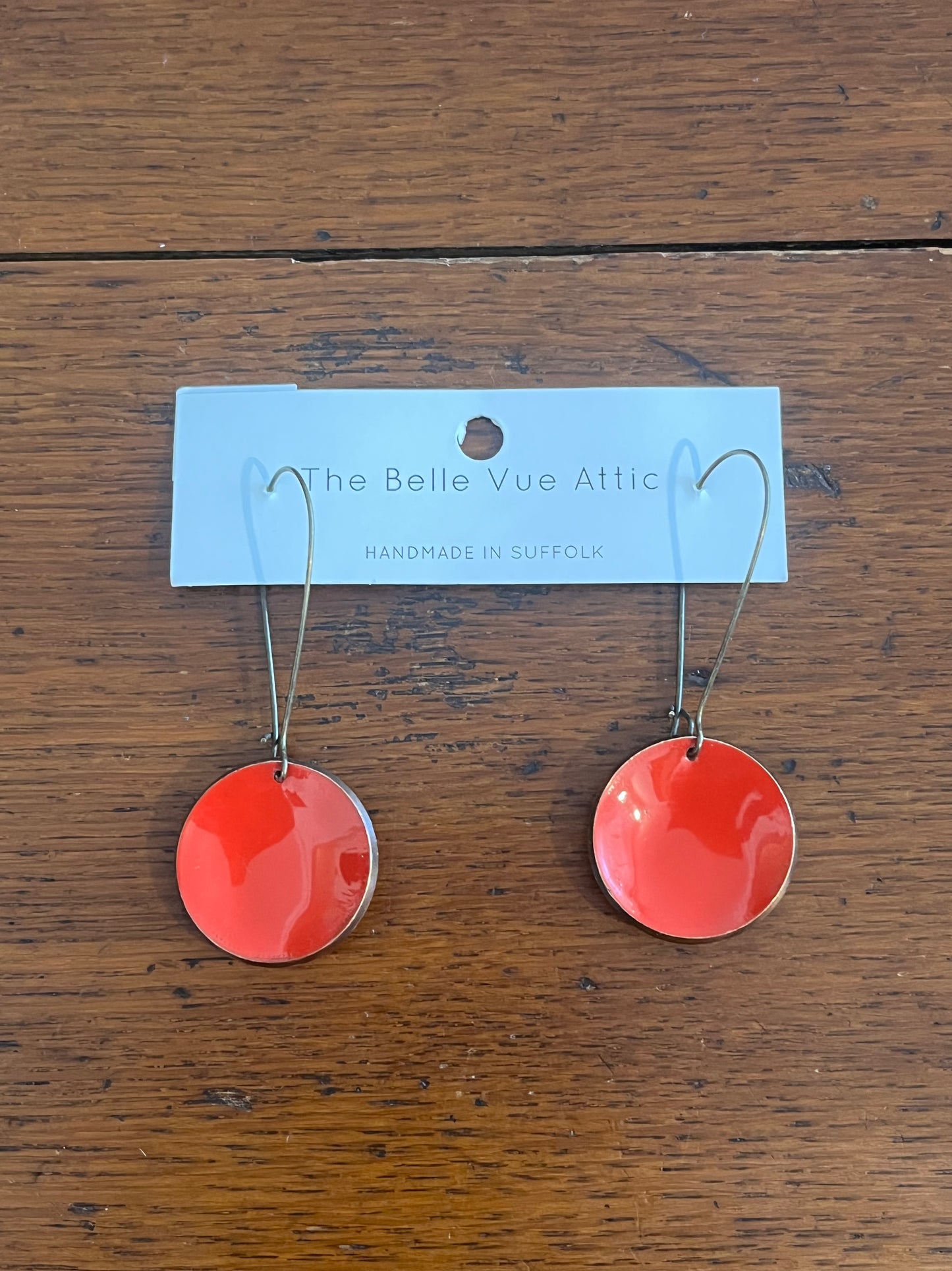 ENAMEL HALF PENNY EARRINGS | SOFT RED