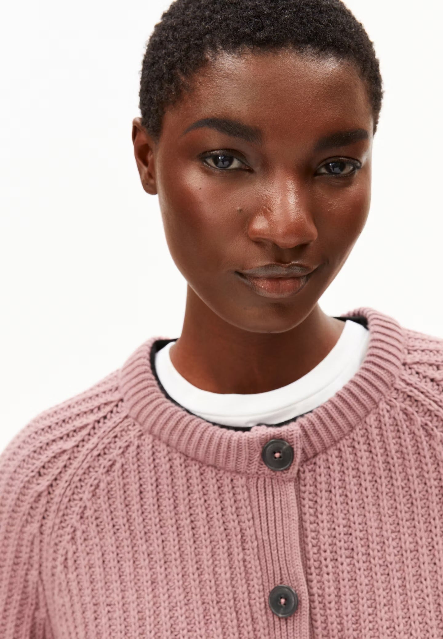 SELMAA ORGANIC COTTON & WOOL CARDIGAN | LIGHT BERRY