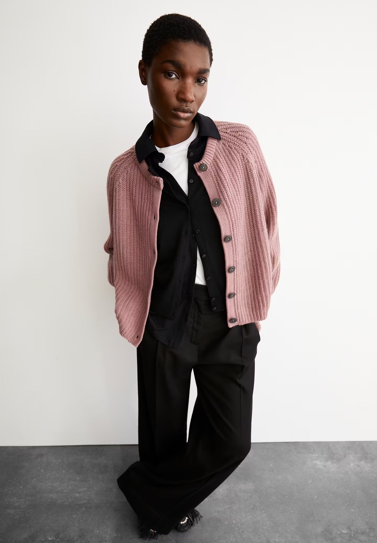 SELMAA ORGANIC COTTON & WOOL CARDIGAN | LIGHT BERRY