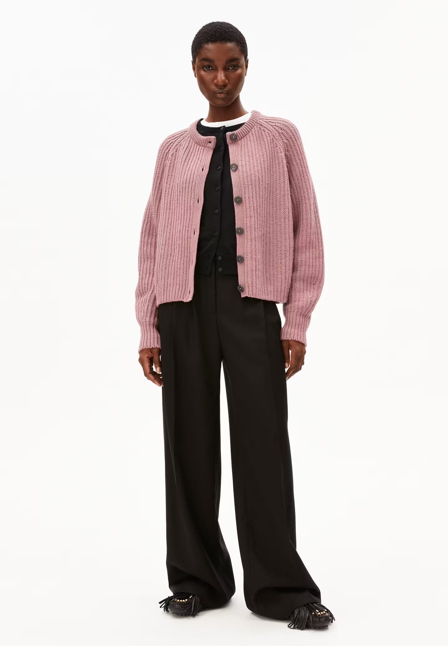 SELMAA ORGANIC COTTON & WOOL CARDIGAN | LIGHT BERRY