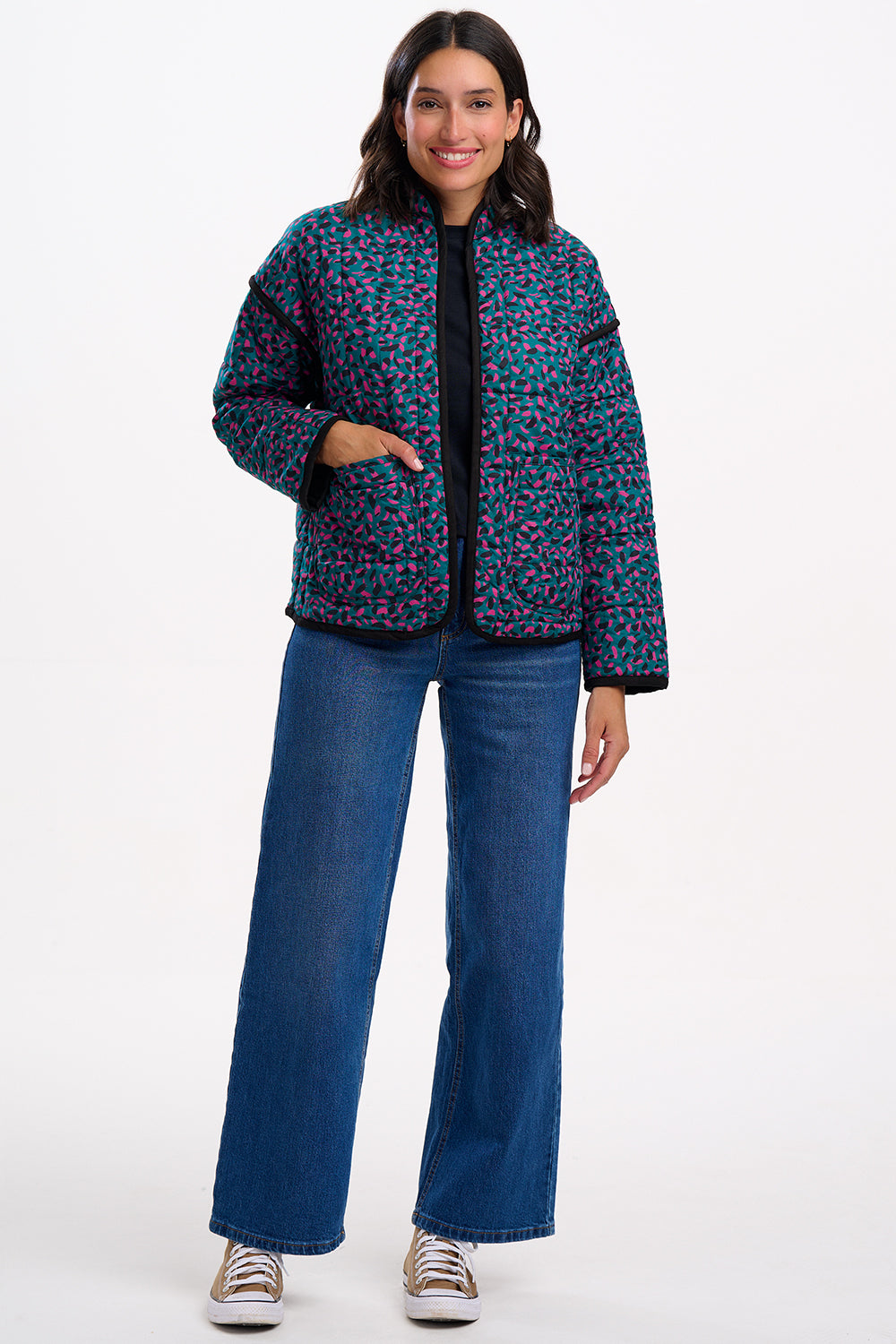 ELOWEN QUILTED JACKET | GREEN/ LAYERED SPOT