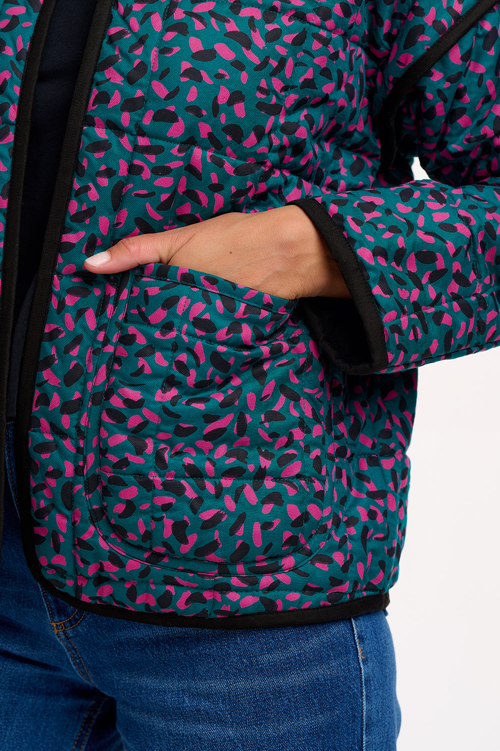 ELOWEN QUILTED JACKET | GREEN/ LAYERED SPOT