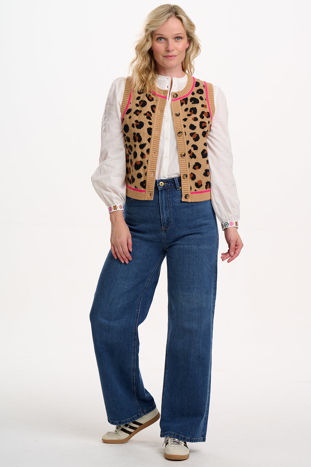 NATALIE KNITTED WAISTCOAT |TAN LEOPARD