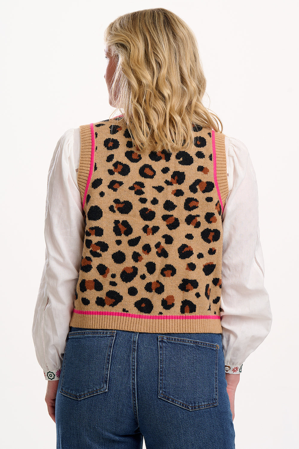 NATALIE KNITTED WAISTCOAT |TAN LEOPARD